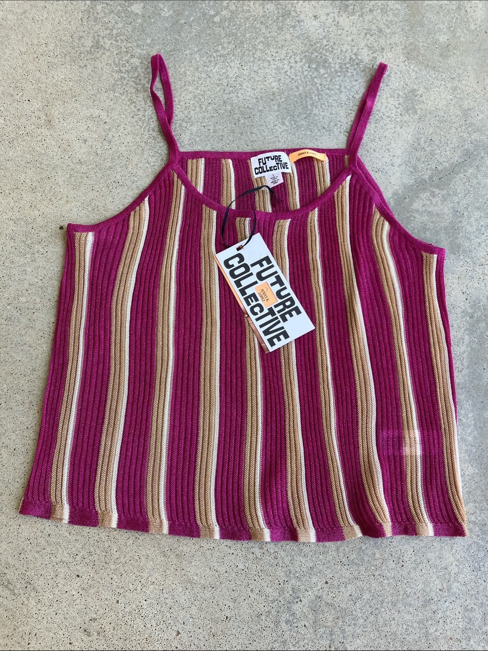 Future Collective X Jenny K. Lopez Striped Knit Tank Top, L